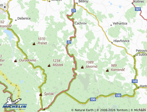 Mapa MICHELIN Javorná - ViaMichelin