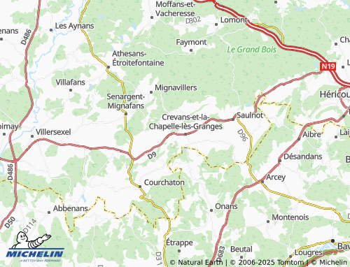 MICHELIN Secenans map - ViaMichelin