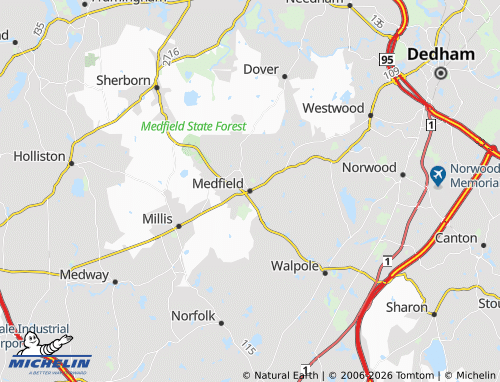 Mappa MICHELIN Medfield - ViaMichelin