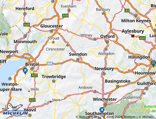 Carte MICHELIN Swindon - ViaMichelin