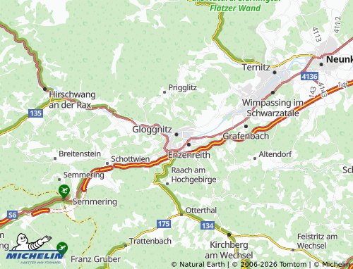 Mappa MICHELIN Gloggnitz - ViaMichelin