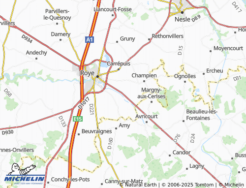 Carte MICHELIN Roiglise - ViaMichelin