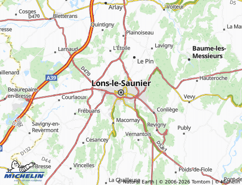 Kaart MICHELIN Lons-le-Saunier - ViaMichelin