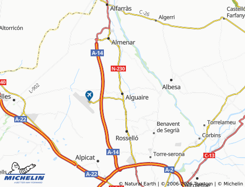 MICHELIN Alguaire map - ViaMichelin