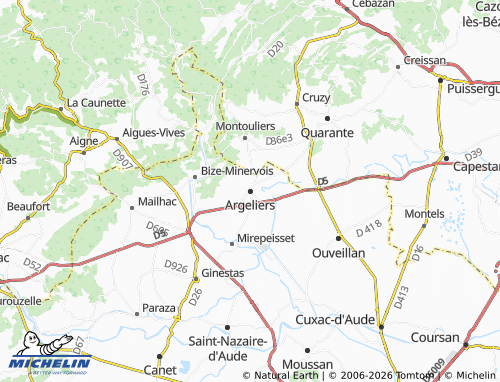 Mapa MICHELIN Argeliers - ViaMichelin