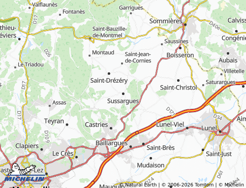 Mapa MICHELIN Sussargues - ViaMichelin