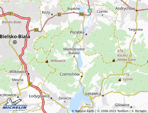 MICHELIN Międzybrodzie Bialskie map - ViaMichelin