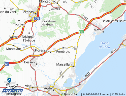 MICHELIN Pomérols map - ViaMichelin