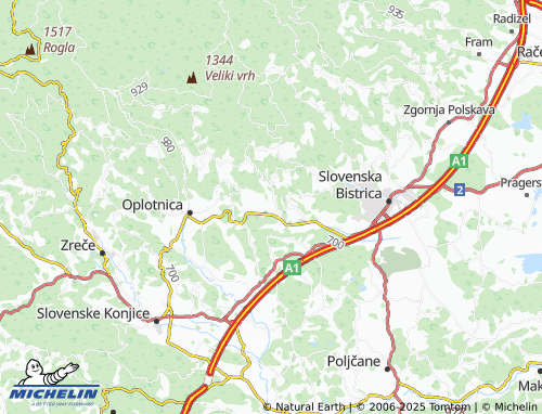 MICHELIN-Landkarte Gladomeš - ViaMichelin
