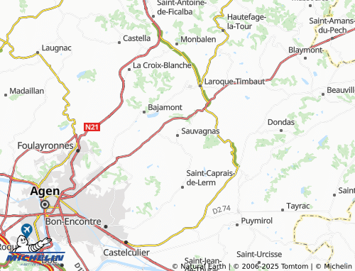 MICHELIN Sauvagnas map - ViaMichelin