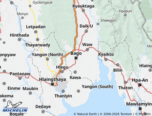 Kaart MICHELIN Bago Region - ViaMichelin