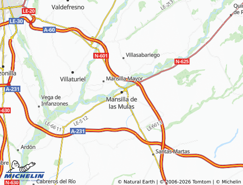 MICHELIN Mansilla de las Mulas map - ViaMichelin