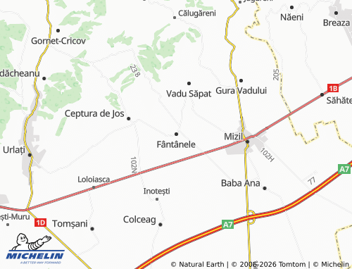 MICHELIN Fântânele map - ViaMichelin