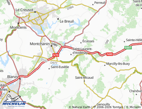 Carte MICHELIN Saint-Laurent-d'Andenay - ViaMichelin