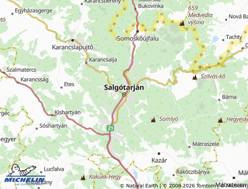 Mapa MICHELIN Salgótarján - ViaMichelin