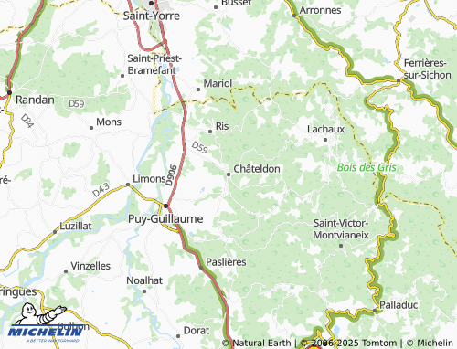 MICHELIN Châteldon map - ViaMichelin