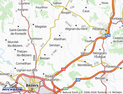 MICHELIN Servian map - ViaMichelin