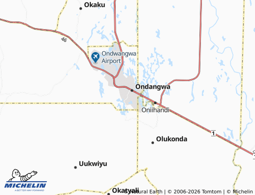 MICHELIN Ondangwa Extension 1 map - ViaMichelin