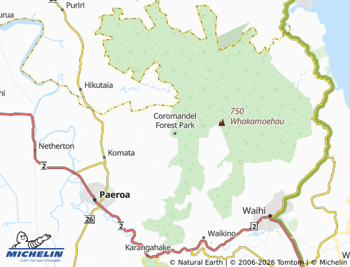 Mapa MICHELIN Coromandel Forest Park - ViaMichelin