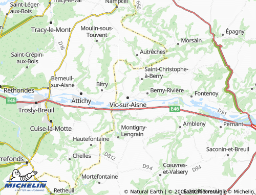 Carte MICHELIN Vic-sur-Aisne - ViaMichelin