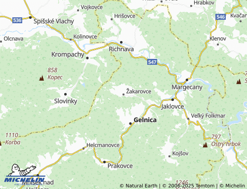 MICHELIN Žakarovce map - ViaMichelin