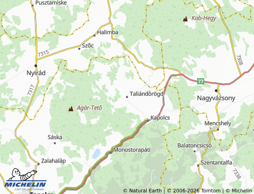 MICHELIN Taliándörögd map - ViaMichelin