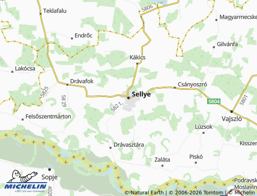 MICHELIN Sellye map - ViaMichelin
