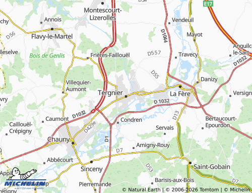 Mappa MICHELIN Tergnier - ViaMichelin