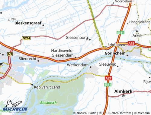 Kaart MICHELIN Hardinxveld-Giessendam - ViaMichelin