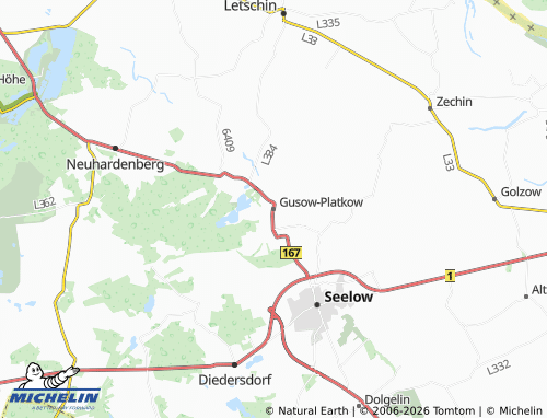 Mapa MICHELIN Gusow-Platkow - ViaMichelin