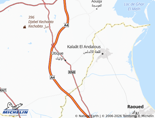 Carte MICHELIN Utique Ruines - ViaMichelin