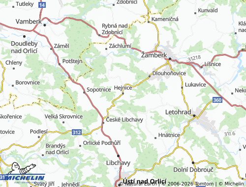 MICHELIN-Landkarte Hejnice - ViaMichelin