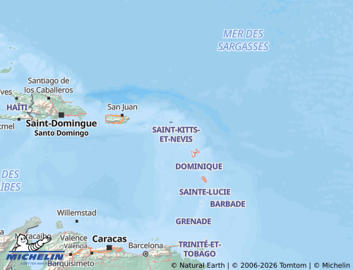 Mapa MICHELIN São Cristóvão e Névis - ViaMichelin