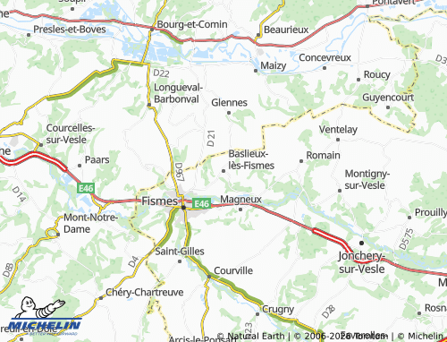 Mapa MICHELIN Baslieux-lès-Fismes - ViaMichelin