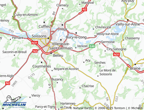 MICHELIN Billy-sur-Aisne map - ViaMichelin
