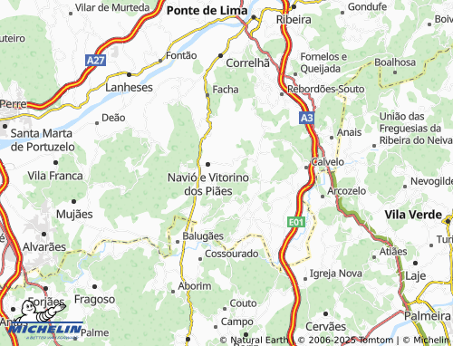MICHELIN Belmonte de Vitorino dos Piães map - ViaMichelin