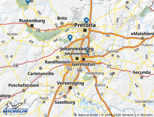Mapa MICHELIN Ciudad de Johannesburgo - ViaMichelin