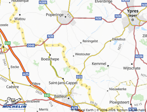 MICHELIN Westouter map - ViaMichelin