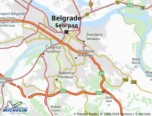 Mapa MICHELIN Voždovac - ViaMichelin