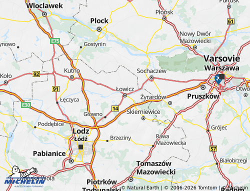 MICHELIN Łowicki map - ViaMichelin