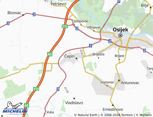 Mapa MICHELIN Čepin - ViaMichelin