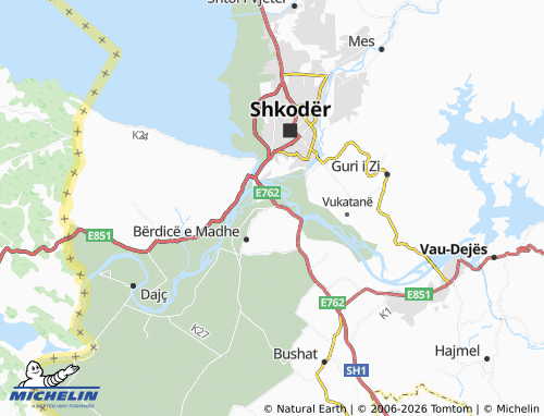 Carte MICHELIN Bërdicë e Sipërme - ViaMichelin