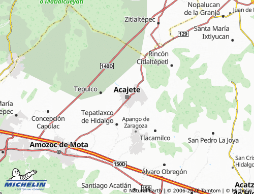 Carte MICHELIN Acajete - ViaMichelin