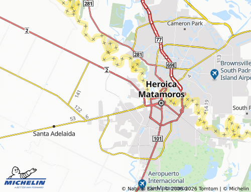 MICHELIN Del Norte map - ViaMichelin