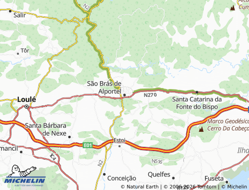 Mapa MICHELIN São Brás de Alportel - ViaMichelin