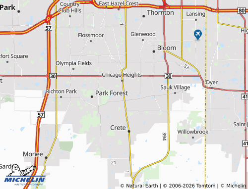 Mapa MICHELIN South Chicago Heights - ViaMichelin