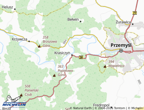 MICHELIN Krasiczyn map - ViaMichelin
