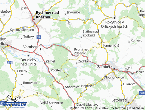 MICHELIN Rybná nad Zdobnicí map - ViaMichelin