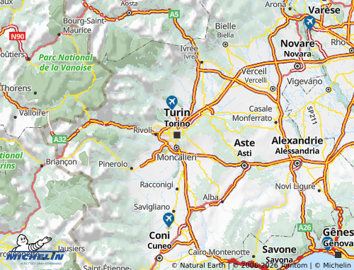 Mapa MICHELIN Piemonte - ViaMichelin
