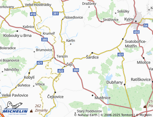 MICHELIN Hovorany map - ViaMichelin